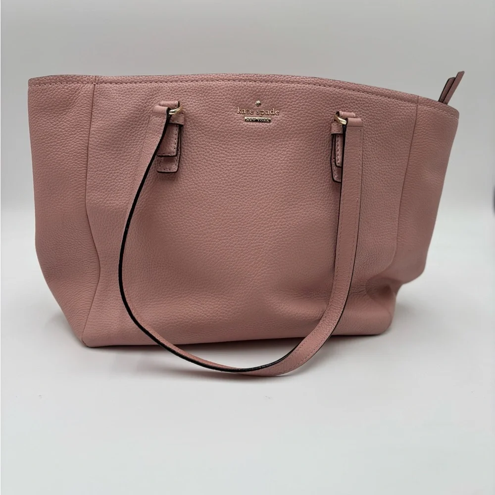 Kate Spade New York Pebbled Leather Tote Bag Blush‎ Pink Shoulder Purse